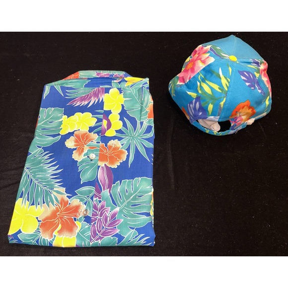 Vintage 1970s Hawaii Button Up Shirt & Hat Sz Large In Mint Unworn Condition! - Picture 5 of 16